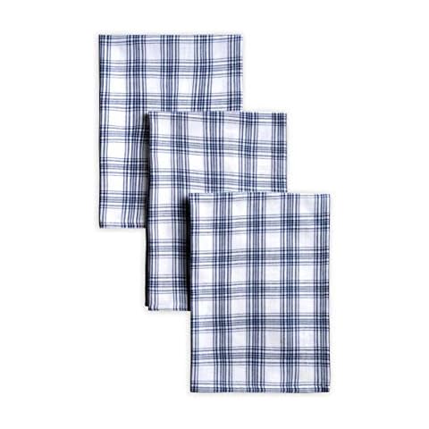 Calicot Blue Checks 100% Cotton Set of 3 Multi-Purpose Kitchen Towel Soft Absorbent Dish Towels | Tea Towels | Bar Towels (20 Inch by 27.50 Inch) Cover