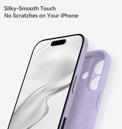Image of DIZORO Square Microfiber Candy Case Compatible for iPhone 17 Shockproof Slim Back Cover Liquid Silicone Case - Lilac