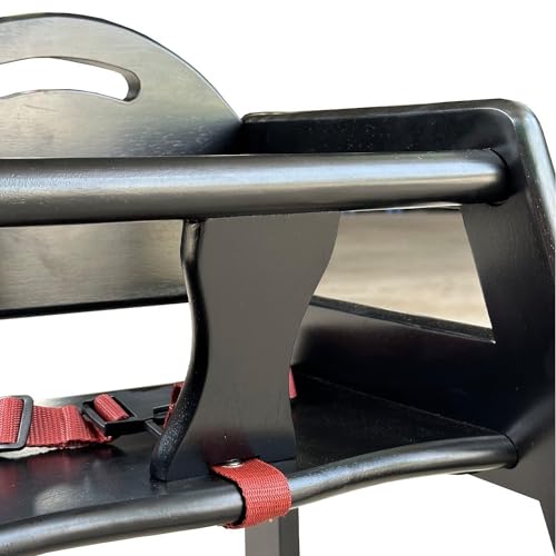 Image of Wooden High Chair for Baby & Toddler - Restaurant-Style Stackable HighChair with Commercial Grade Solid Wood for Dining Table & Kitchen - Compact & Portable Design for Home & Restaurant Use - Black