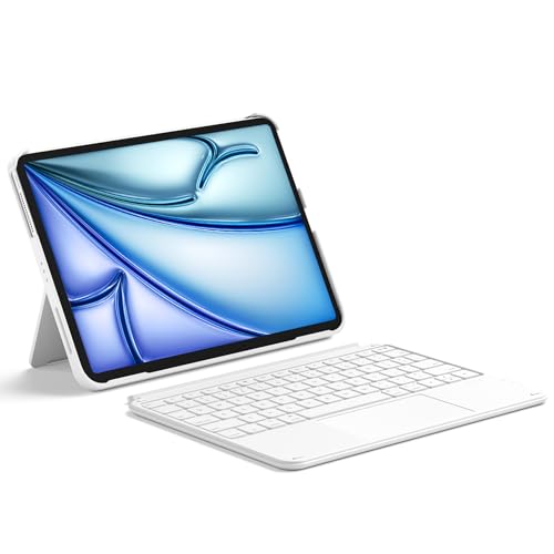 Inateck iPad 11th/10th Gen Case with Keyboard for iPad 10th(10.9")/11th Gen(2025 A16),Air 11" M3/M2,Air 6/5/4th,Pro 11 4/3/2/1th,Ultralight Detachable Keyboard with Touchpad, AceTouch White
