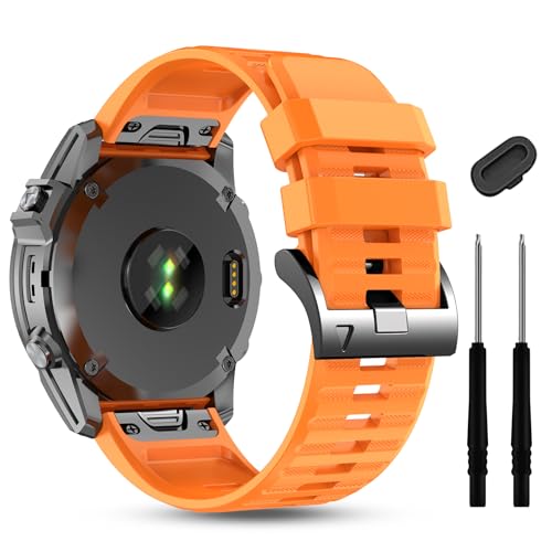 Image of Silicone Band for Garmin Enduro 3 2 /Fenix 8 pro /tactix 8 AMOLED 51mm /Fenix 7X /6X pro sapphire solar /5X plus, 26mm Quickfit Sprot Watch Strap Replacement for Descent Mk2i /3i /epix Pro /quatix 8 51mm