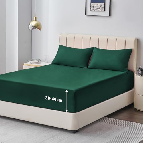 Aisbo Spannbettlaken 160x200cm Bettlaken Boxspringbett - Bett Laken Dunkelgrün 160x200 aus Premium Mikrofaser… – Ansicht 1