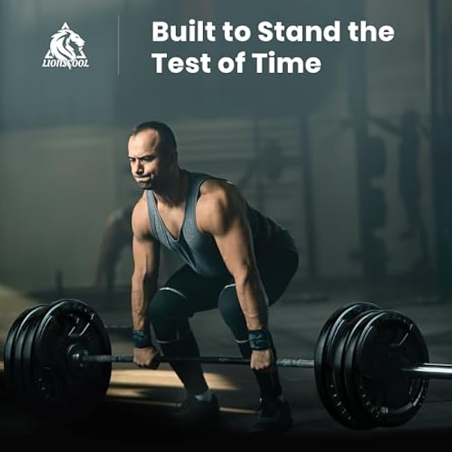 LIONSCOOL 2-Inch Rubber Olympic Grip Weight Plates for Strength Training, Weightlifting, Solid Cast Iron Plate for Barbell in Single/Pair/Set for Home & Gym (2.5-45LB), One Year Warranty