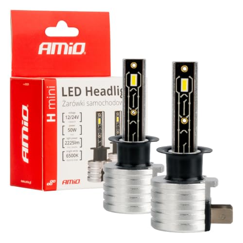 AMiO Phares à LED H-Mini Série H1 Feux de croisement Blanc