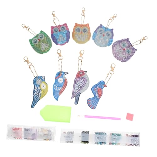 LIFKOME 1 Juego llavero de pintura de diamante keyring bricolaje pintura taladro llavero colgante llaveros llavero de hecho a mano llavero de bricolaje taladro de resina