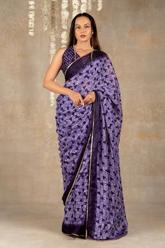 Image of MIRCHI FASHION Women Saree Chiffon Floral Printed | Breathable Festive Occasion Sari for Social Visits with Matching Blouse Piece