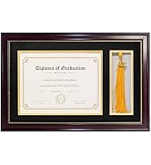 GraduatePro 11x17 Diploma Frame with Tassel Holder for 8.5x11 Certificate Shadow Box, Mahogany Go...