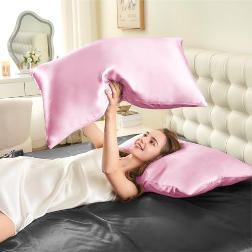 Image of Infiixso Silk Pillowcases Pink Standard Size 1PC