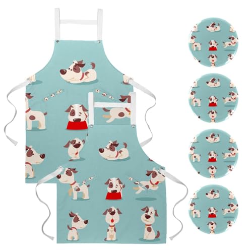 Tablier de cuisine chiens coquins avec broches pour bar et bistrot
