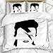Bdppood Zestawy poszewek na kołdrę Glam Rock David Bowie brytyjski tekstr aktor grafika czarny pędzel rysunek piosenka mikrofibra pościel king size z 2 poszewkami na poduszki