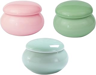 Ceramic Lip Balm Container 3pcs Set Empty Rou...