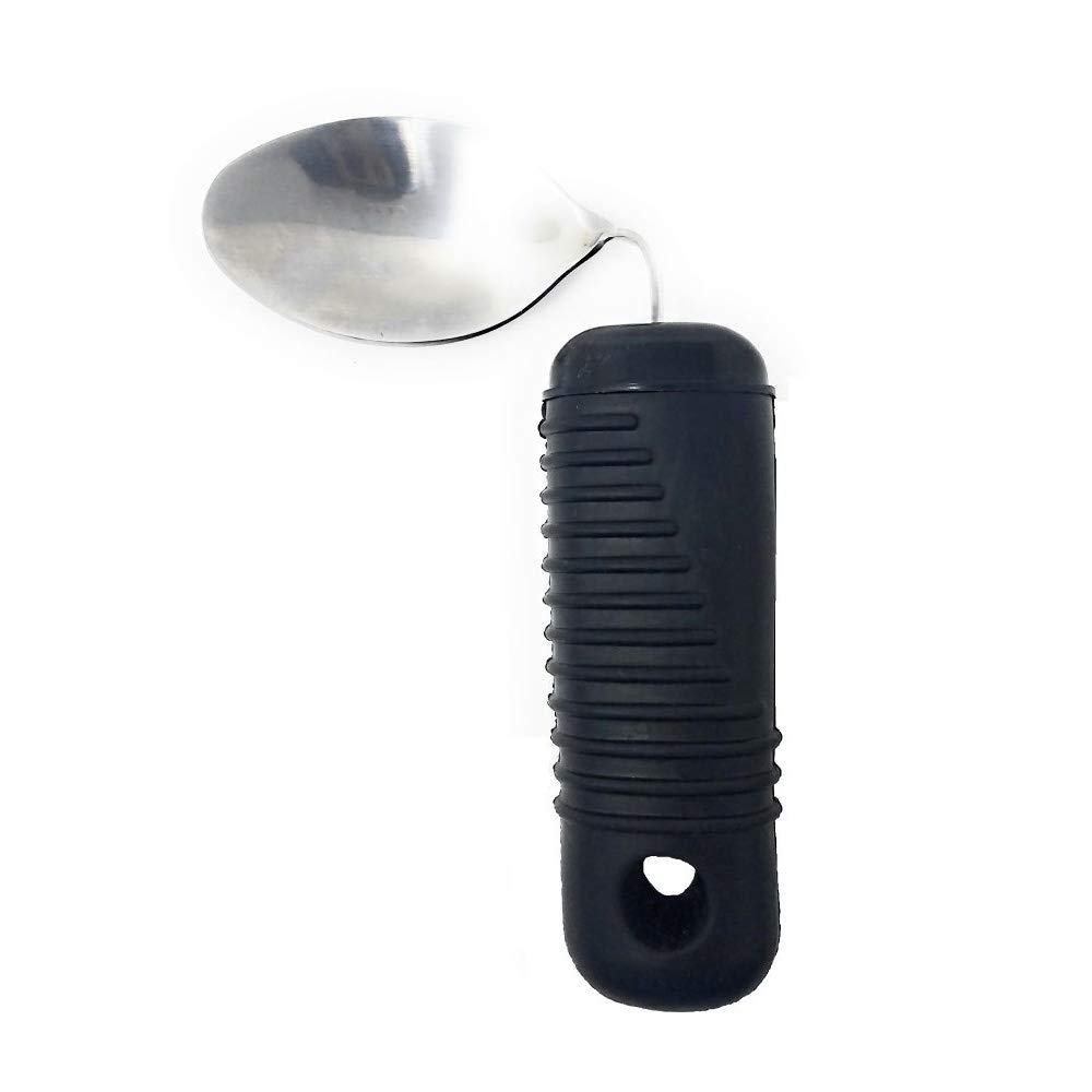 Set forchetta e Cucchiaio adattivo Curvo - 2 Pezzi Set di Posate Easy Grip per Anziani, artrite e Handicap - Posate inclinate Anti-Shake