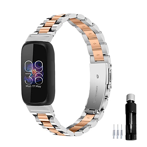 Gheper ���^���E�H�b�`�o���h Compatible with Fitbit inspire 3 �X�e�����X�X�`�[�� ���X�g�X�g���b�v �u���X���b�g �����p inspire3 �X�}�[�g�E�H�b�` �A�N�Z�T���[ ���f�B�[�X �����Y