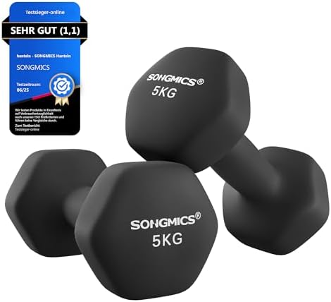 SONGMICS Dumbbells Set of 2 Dumbbells Hexagon Neop…