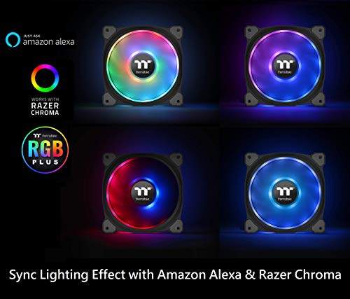 Image of Thermaltake Riing Duo 140mm 16.8 Million RGB Color (Alexa, Razer Chroma) Software Enabled 2 Light Rings 18 Addressable LED 9 Blades Hydraulic Bearing Case /Radiator Fan, 3 Pack, CL-F078-PL14SW-A