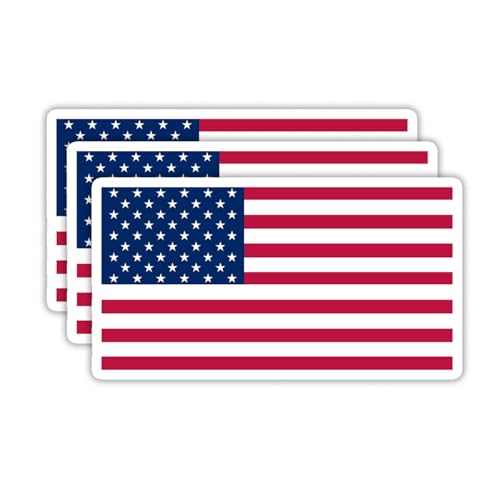 Image of (3PCS) America Flag stickers, USA American Sticker, US Patriotic Waterproof Vinyl Decals For Laptops, Tumblers, Water Bottles, Books, Scrapbooks, Size 3 x 1.7 Inch