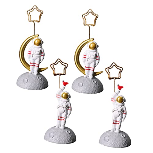 OSALADI 4Pcs Astronaut Photo Clips Ornament for Desk Creative Name Card Holder and Memo Stand Tabletop Decoration for Home and Office