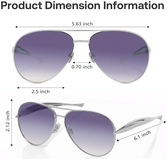 Oversized Aviator Sunglasses For Women 70s Retro 2025 Metal Shades with Gold Streamline Arms - Image 6