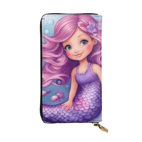 Portefeuille cuir sirène rose violet résistant : rangez toutes vos cartes dans ce format noir