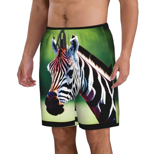 Zebra and Giraffe Print Mens Casual Shorts Drawstring Summer Beach Stretch Shorts Novelty Swimtrunks2