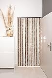 de facto Flauschvorhang Braun/Weiß 56x185cm Türvorhang Chenille Fliegenschutz Camping Insektenschutz 100% Made in Italy Mix