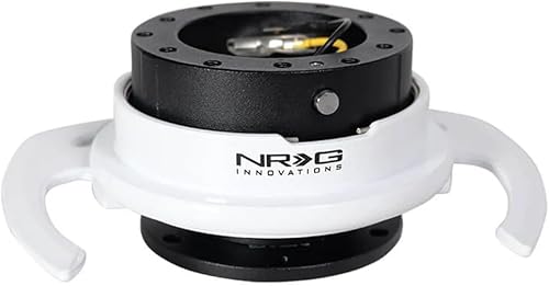 Miniatura 4 de NRG Innovations NRG-SRK-700BK-WT GEN 4.0 - Kit de adaptador de liberación rápida, cuerpo negroanillo blanco con asas y patrones de pernos de 6 x 70