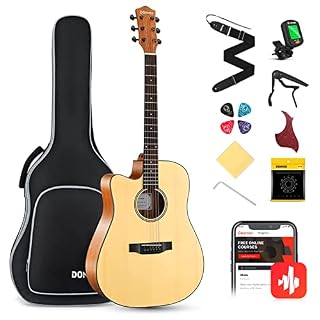 Donner Guitare Acoustique Gaucher 4/4 Adultes Guitare Folk Debutant Cutaway 6 Cordes en Epicéa et Acajou Avec Housse… - Les Beatles, Paul McCartney, John Lennon, RIngo Starr, George Harrison