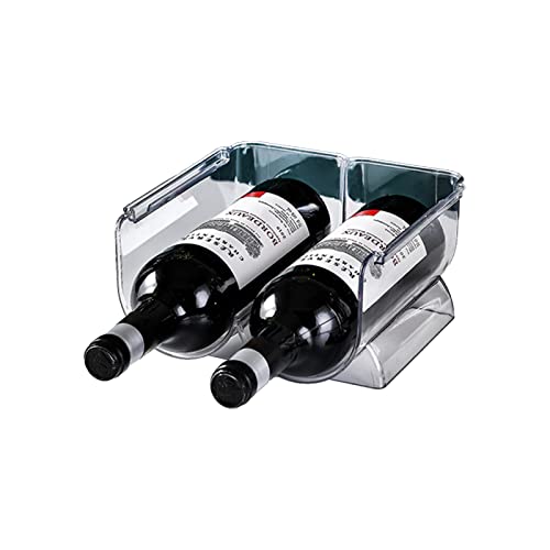 Wnvivi Portabottiglie da Appoggio per Bottiglie di Vino, Portabottiglie in Plastica Trasparente per Lattine di Birra, Organizer per Bottiglie d'Acqua per Frigorifero da Appoggio(A2)