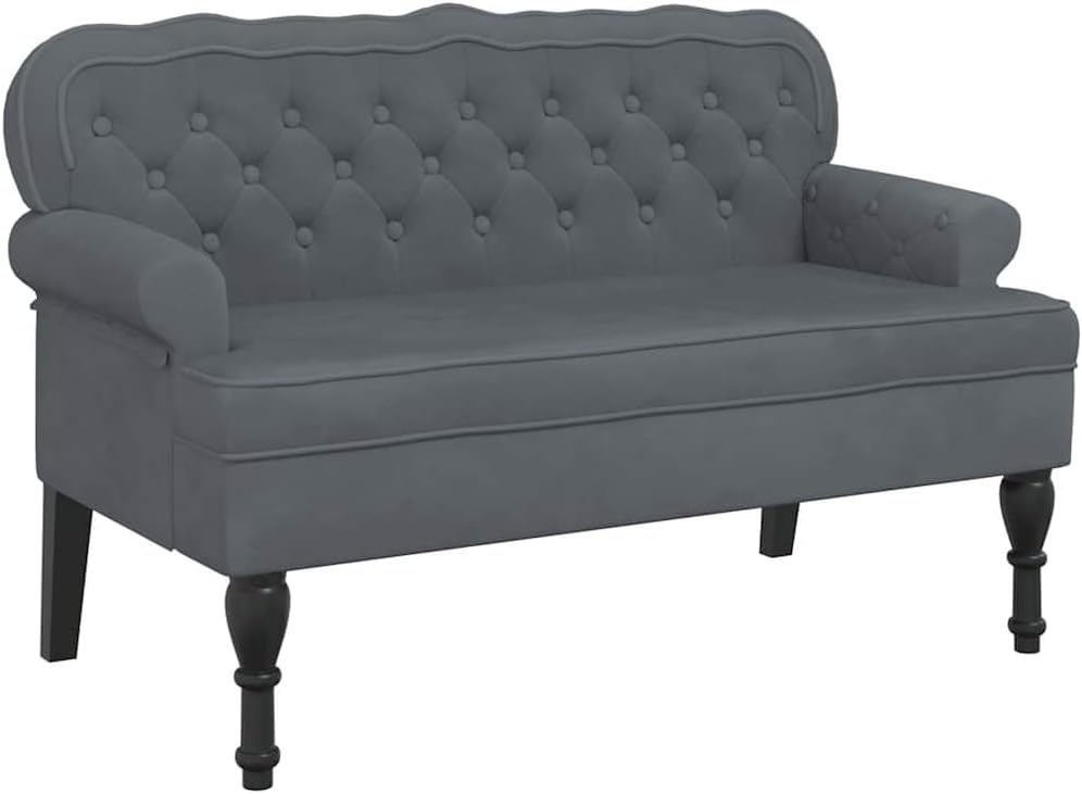 vidaXL Bench with Backrest, Bench Seating, Upholstered Bench for Bedroom Living Room Hallway, End of Bed Bench, Modern Style, Dark Gray Velvet