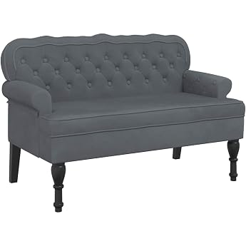 vidaXL Bench with Backrest Dark Grey 119.5 x 64.5 x 75 cm Velvet