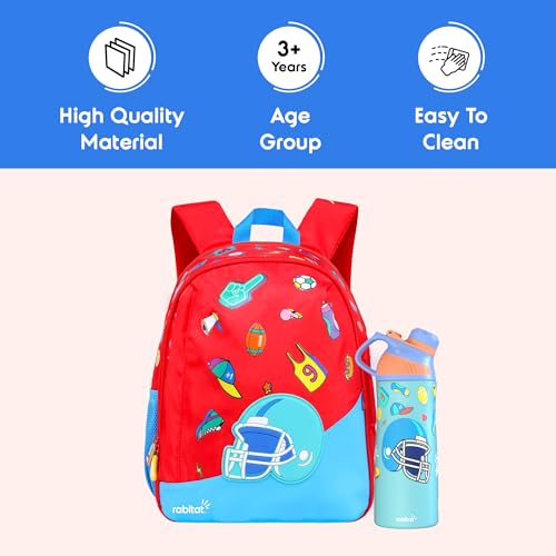 Image of rabitat Smash School Bag - 22Litres | Durable Backpack for Kids (4+ Years) | Comfortable Cushioned Back Support | Anti-Sweat Shoulder Straps | Water-Resistant | Bottle Pocket | 2-Year Brand Warranty