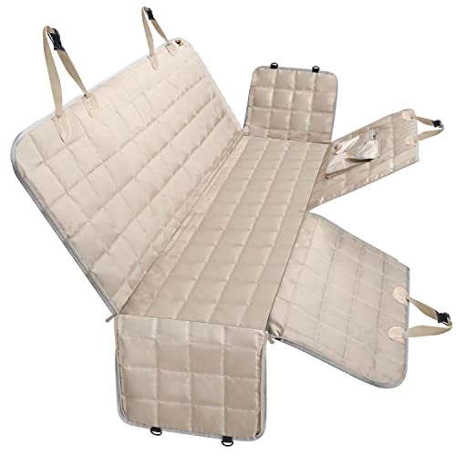 Bark Lover XLarge Dog Car Seat Cover for Back Seat Dog Seat Cover Hammock for Truck SUV - Waterproof Pet Car Seat Protector for Backseats Beige XL