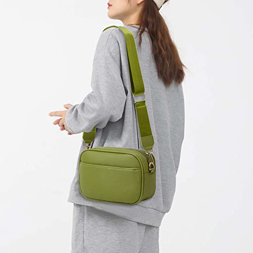 Crossbody Bag For Women Pu Leather Wide Strap Shoulder Bag Purse With Guitar Strap Trendy Design Camera Crossbody Purse With Pockets Top Zip Closure #TOP5