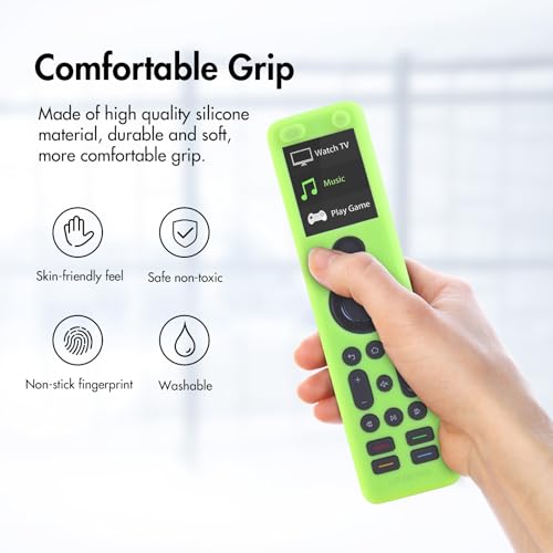 Image of LEFXMOPHY Glow Green Cover for SofaBaton X1S Universal Remote Control Green Silicone Case Replacement with Lanyard