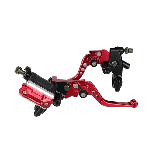 Pompe frein hydraulique et levier d'embrayage de moto rouge avec poignée de guidon réglable 22 mm