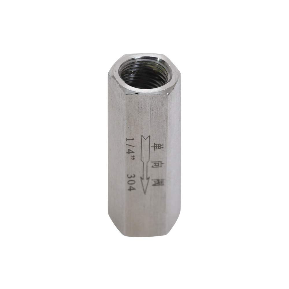 Check Valves 1pcs Stainless Steel 304 1/4 inch Female Thread Valve in Line One-Way Full Port Non-Return Gas Water Pneumatic