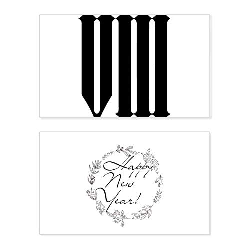 Tarjeta de felicitación conmemorativa con silueta negra y números romanos para Fin de Año