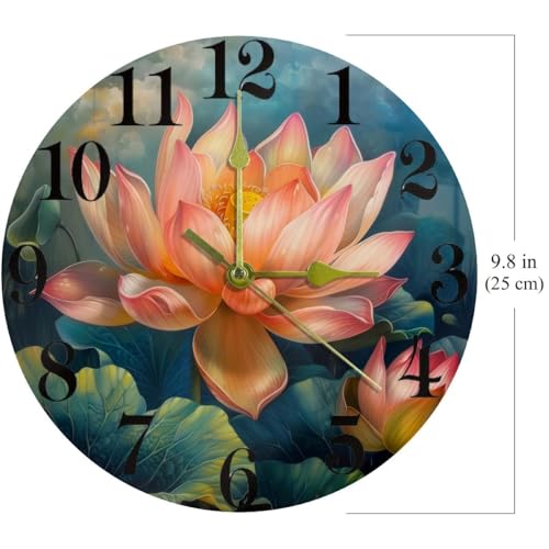Horloge murale de qualité quartz forme lotus ronde sans tic-tac