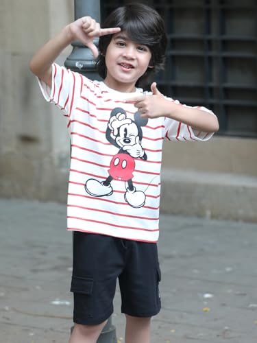 Image of Nap Chief Kids Cotton Mickey & Friends Printed Co ord Sets for Boys & Girls, T Shirt and Shorts for Casual Wear