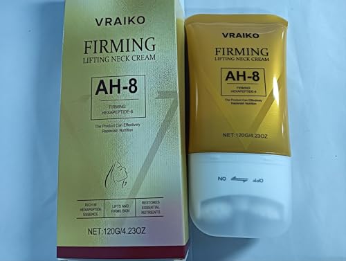 VRAIKO AH-8 Neck Firming Cream, 2 en 1 Gua Sha Neck Cream Roller with AH8 & Ceramide NP, Nourish Hydrate Double Chin for Face Lift, Jawline & Sagging Skin