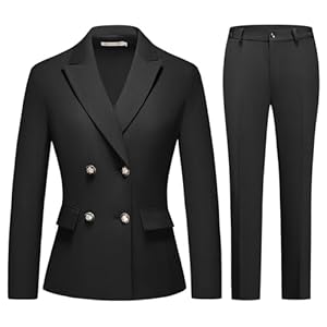 MODFUL Women’s 2 Piece Business Suit Double Breasted Blazer and Pants Work Suit Set