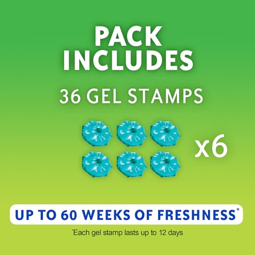 Image of Scrubbing Bubbles Fresh Gel Toilet Bowl Cleaning Stamps Refills, Helps Keep Toilet Clean and Helps Prevent Limescale & Rings, Rainshower Scent, 12 Stamps (Pack of 3)