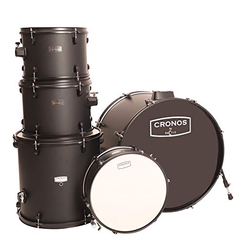 Image of ARCTIC CRONOS 5 Piece Complete Acoustic Drum Kit /Drumset with drumsticks, Cymbals and throne - Nickel Hardware. Best Sounding shells, most durable build, Professional level Configuration. (Black)