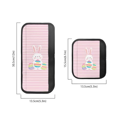 Image of Easter Decorations Fridge Door Handle Covers Set of 6 Kitchen Appliance Decor Handles Glove Anti-Slip Protectors Refrigerator Accessories, Rabbit Easter Egg Pink White Stripes Pattern