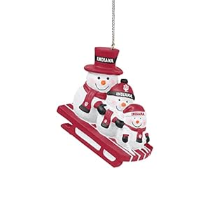FOCO Indiana Hoosiers NCAA Sledding Snowmen Ornament, team color, one size (RONCSMSD)