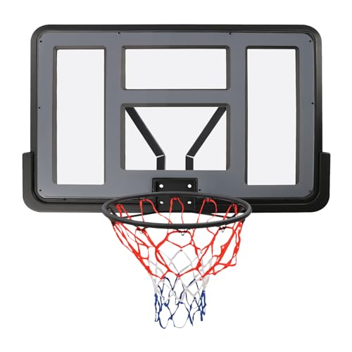 Wall Mounted Backboard & Basketball Hoop, 44Inch PET Shatter Proof Backboard Competition Combo Professional Rim Combo for Adults Swimming Pool Home Club