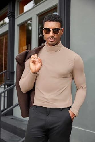 COOFANDY Mens Turtleneck Shirts Slim Fit Shirt Tops Lightweight Pullover Thermal Sweater Casual Long Sleeve Shirt4
