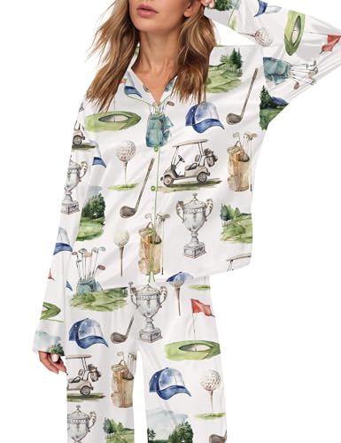 Image of SHESHOW Satin Pajamas for Women Set Long Sleeve Button Down Sleepwear 2 Piece Nightwear Women Pjs Sets Size XS-XXL