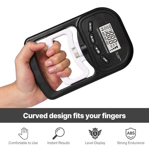 Pumwoy Digitaler Handkraftmessgerät 396lb/180Kg, Hand Dynamometer mit LED-Bildschirm, Elektronische Griffkraft Messgerät mit USB-Ladekabel