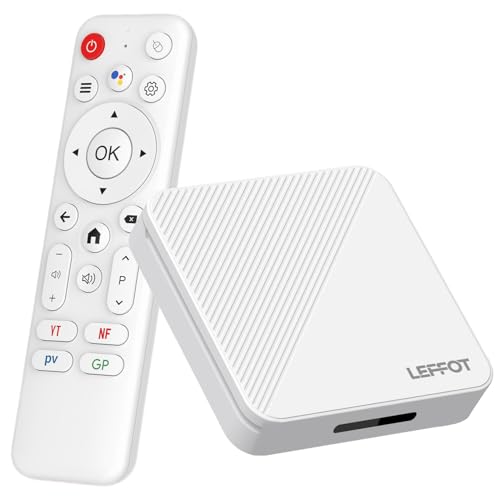 LEFFOT Android 14 TV Box 2025, H313 4K Ultra HD TVbox, 2GB RAM + 16GB ROM, Smart TV Box con HDR10, Control de Voz, 2.4G y 5G WiFi 6, Ethernet 100M, BT 5.4, USB 3.0
